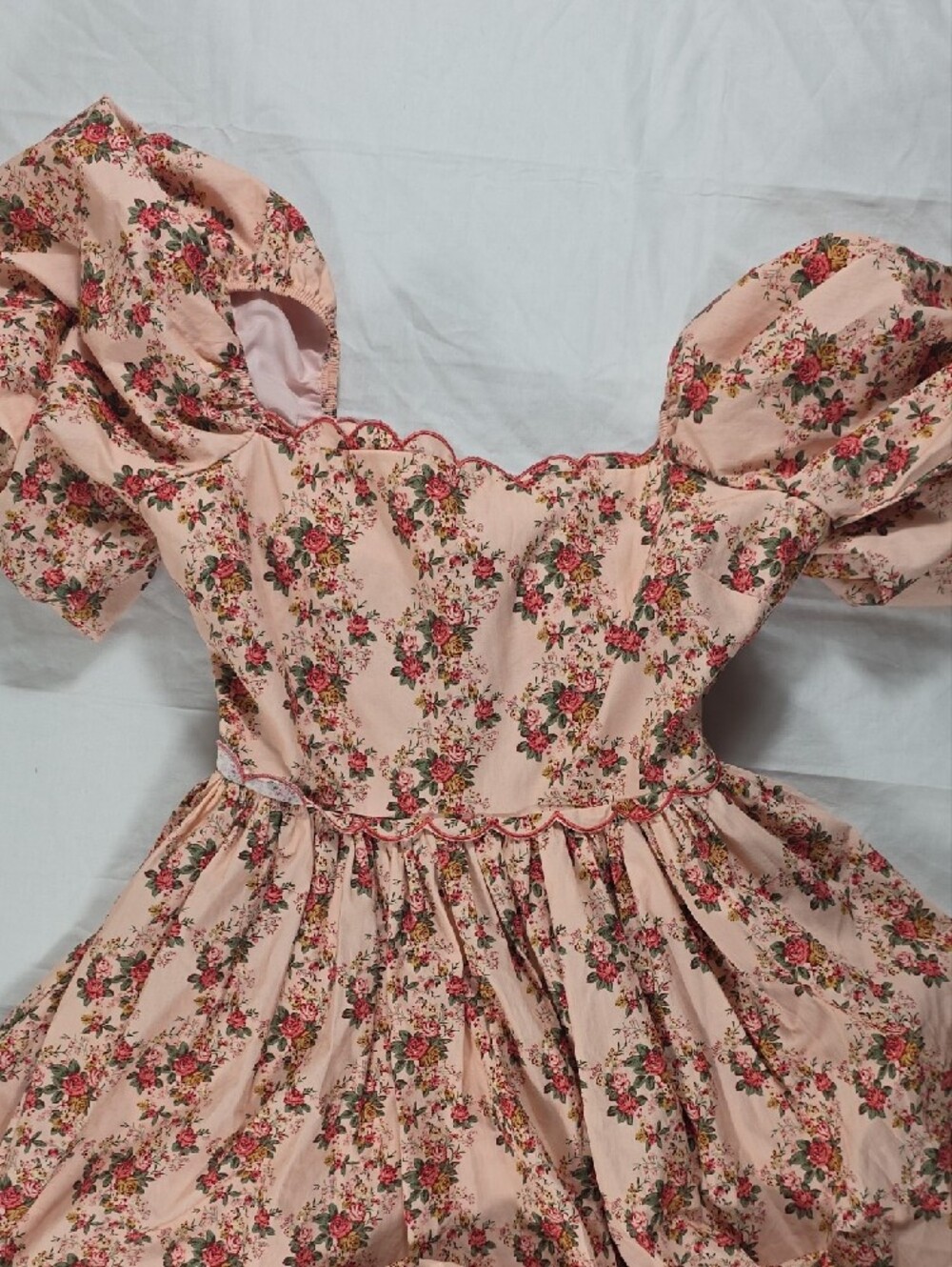 Peach Love California Pink Floral Puff-Sleeve Tea Dress - Picture 3 of 5